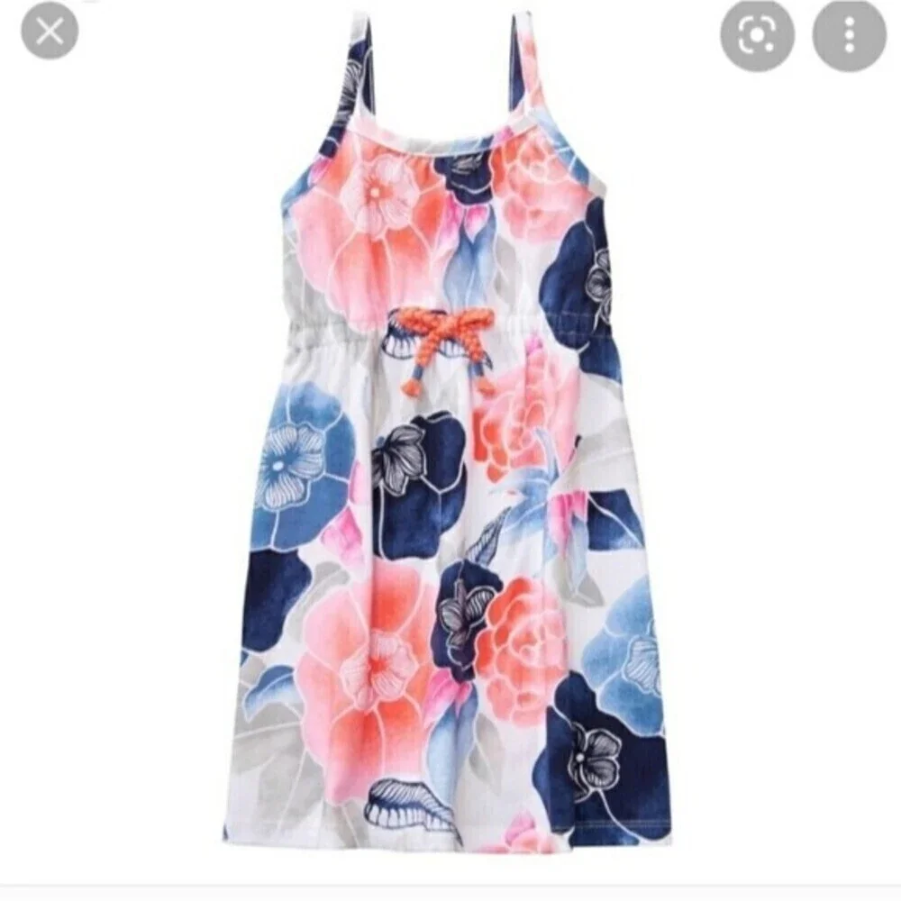 Gymboree Floral Print Sleeveless Dress in Pink White Blue 12-18M